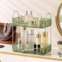"Bingobang Makeup Organizer" 2 pakopų odos priežiūros kosmetikos organizatorius Akrilo didelė saugykla lūpdažiams, nagų priežiūrai, kvepalams, šepetėliams, tualeto komodai, miegamajam, virtuvei, vonios kambariui (žalia, 2