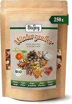 "Biojoy" ekologiškas žiemos magijos vaisių mišinys (250 g) su migdolais, anakardžių branduoliais, spanguolėmis, baltosiomis šilkmedžio uogomis, braziliškais riešutais ir šokoladu