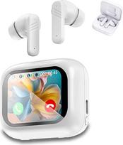 "Bluetooth" ausinės, "In-Ear" ausinės, belaidės "Bluetooth 5.4" ausinės, belaidės ANC+ENC triukšmo mažinimo ausinės su ilga baterijos veikimo trukme, vandeniui atsparios IP4 ausinės su išmaniuoju ekranu (baltos spalvos)