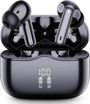 "Bluetooth" ausinės, "In-Ear" ausinės, belaidės "Bluetooth 5.4" su 4 ENC triukšmo slopinimo mikrofonais, 2025 belaidės ausinės, 40 valandų gilaus boso, IP7 vandeniui atsparios, sportinės ausinės darbui ir studijoms, juodos spalvos