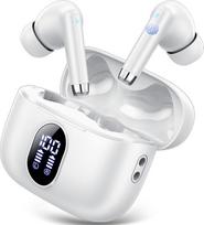 "Bluetooth" ausinės, "QXQ" ausinės, belaidės sporto ausinės su 4 ENC mikrofonais, 40 valandų belaidės ausinės su giliu bosu, triukšmą slopinančios ausinės su LED ekranu, suderinamos su "Android iOS", grynai baltos spalvos