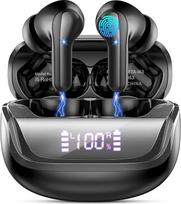 "Bluetooth" ausinės, 2026 ausinės belaidės "Bluetooth 5.4 HiFi Stereo", 50 valandų žaidimo trukmė ausinėse su 6 ENC triukšmo slopinimo mikrofonais, IP7 vandeniui atsparios belaidės ausinės, ausinės su šviesos diodu