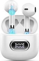 "Bluetooth" ausinės, belaidės "Bluetooth 5.4" ausinės, "Bluetooth" su 4 mikrofonais, 42H belaidės ausinės, ENC triukšmo slopinimas, gilaus boso ausinės, IP7 vandeniui atsparios ausinės, LED ekranas 2025