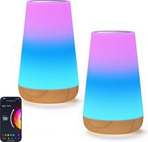 "Bonsery" išmanioji naktinė lempa, 2 vnt., WLAN LED slaugos lemputė, reguliuojamas apšvietimas, "Alexa" ir "Google Assistant" programėlės valdymas, 16 milijonų RGB spalvų ir "pasidaryk pats" režimas, naktinė šviesa, jutiklinė lempa su laikmačiu, įskaitant