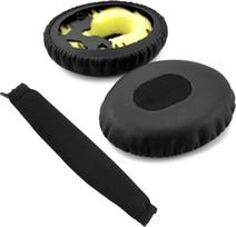 "Bose QC3", "ON EAR", "QuietComfort 3" ausinių pakaitinis ausų kilimėlis + galvos juostos dangtelis / ausų pagalvėlė / ausų kaušeliai / ausų dangtelis / ausų kilimėlių remonto dalys / galvos juostos apsauga (juoda)