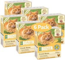 "Bozita Tetra" sterilizuoti užkandžiai padaže su daug vištienos - 6 x 370 g drėgno ėdalo katėms be grūdų ir cukraus - be GMO, 8,5 % baltymų ir 4,5 % riebalų - aukštos kokybės ir ypač skanus