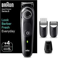 "Braun BT3440" barzdaskutė 3 su precizišku ratuku, 4 modeliavimo įrankiai, 80 minučių veikimo laikas, tikslus stilius namuose, 40 ilgio nustatymų, juoda