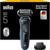 "Braun Series 5" vyrų elektrinis skustuvas su 50 min. akumuliatoriumi ir "EasyClean", skustuvas, sausas skutimosi peiliukas, drėgnas ir sausas, atsparus vandeniui, pagamintas Vokietijoje, 51-B1000s, mėlynas