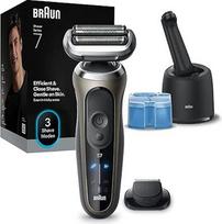 "Braun Series 7" elektrinis skustuvas vyrams su 60 minučių veikiančia baterija, "4-in-1 SmartCare" valymo stotimi, +1 priedu, belaidžiu šlapio ir sauso skutimosi įtaisu, atsparus vandeniui, 72-C7200cc, auksinis