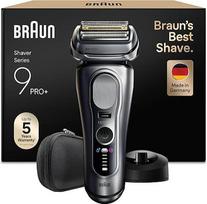 "Braun Series 9 PRO+" elektrinis skustuvas vyrams, 5+1 itin ploni peiliukai, elektrinis skustuvas, skustuvas su 60 minučių veikiančia baterija, įkrovimo stovas, drėgnas ir sausas skustuvas, pagamintas Vokietijoje, 9617si, sidabrinis