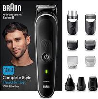 "Braun" barzdos priežiūros rinkinys "viskas viename", barzdos kirpimo mašinėlė "6-in-1", nosies plaukų kirpimo mašinėlė, trimeris / plaukų kirpimo mašinėlė vyrams, plaukų kirpimo mašinėlė, šukų priedai, 50 minučių belaidžio veikimo trukmė, MGK5440