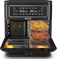 "Breville Halo Flexi" karšto oro keptuvė, skaitmeninė dviejų kamerų karšto oro keptuvė, 11 l oro keptuvė: Daugiau nei 10 žmonių, kepimui, kepimui, kepimui ant grotelių, skrudinimui, pašildymui | 2400 W [VDF130X]
