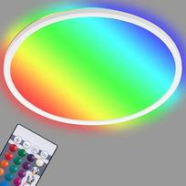 "Briloner Leuchten" LED panelė, lubų šviestuvas, reguliuojamas apšvietimas, RGB, spalvų valdymas, foninis apšvietimas, įskaitant nuotolinio valdymo pultą, 22 vatų, 2700 liumenų, 4000 kelvinų, baltas, 42 cm skersmuo