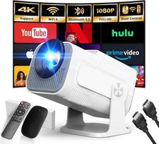 "Bulit-in" programa: Mini projektorius 1080P FHD 2024 Atnaujintas projektorius Nešiojamas dvigubas valdymas su pele "Android TV" WiFi 6 BT5.2 180° kampu reguliuojamas HDMI/TV Stick/USB/PS5, su HDMI kabeliu ir pele, baltos spalvos