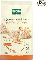 "Byodo Crisp Corners" raudonųjų ryžių avinžirnių užkandžiai - ekologiški 90 g - 12 vnt. | Veganiški užkandžiai be glitimo, be pridėtinio cukraus | Idealiai tinka keliaujant ir biure | Byodo
