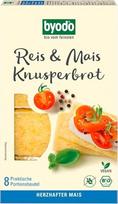"Byodo Crispbread" ryžių ir kukurūzų duona su druska, 160 g, ekologiška užkandžių duona be glitimo, porcijinėse pakuotėse, be laktozės, be mielių, puikiai tinka pasiimti su savimi