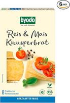 "Byodo" ekologiška ryžių ir kukurūzų traški duona, traški, be glitimo, veganiška, idealiai tinka pusryčiams ir užkandžiams, daug skaidulų, 6 x 160 g pakuotė - sveika mityba, lengvai virškinama