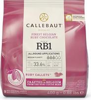 "Callebaut Receipe RB1 Ruby Envelope Callets", rožinis šokoladas, 43,6 % kakavos (400 g) 400 g (pakuotė po 1)