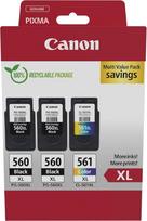 "Canon" PG-560XL x 2 / CL-561XL didelio našumo originalios rašalo kasetės, 3 vnt. (2 x juoda, 1 x spalvota) - kartoninė daugkartinė pakuotė