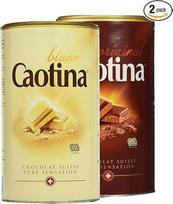 "Caotina" geriamasis šokoladas, kakavos milteliai su geriausiu šveicarišku šokoladu, "Original Chocolate Tin White" + nenugriebto pieno, 2 pakuotės (2 x 500 g)