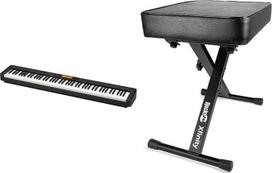 "Casio CDP-360BK" skaitmeninių pianinų ansamblis su 700 garsų ir 88 pasvertais klavišais, juodas ir "RockJam Premium" reguliuojamas paminkštintas klaviatūros suoliukas arba skaitmeninio pianino kėdutė, įprasta