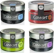 "Cavi-Art" dumblių ikrų degustacinis rinkinys - 4 x 100 g | veganiški ikrai, delikatesai | klasikiniai, lašiša, vasabis, triufelis