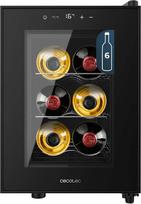 "Cecotec Bolero GrandSommelier 600 CoolCrystal E" vyno šaldytuvas, 6 butelių talpa, metalinės lentynos, jutiklinis valdymas, 8-18 °C temperatūra, juodas
