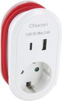 "CHACON Schuko 16A USB-C+USB-A adapteris + 60 cm USB-C kabelis