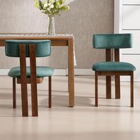 "chairus Retro" valgomojo kėdės, 2 kėdės su atlošu, minkštos virtuvės kėdės su medžio masyvo kojomis, aksomu apmuštos valgomojo kėdės, virtuvė, žalia spalva
