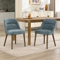 "chairus Retro" valgomojo kėdės, 2 virtuvės kėdžių rinkinys su šeniliniu užvalkalu, valgomojo kėdės su medinėmis kojomis, virtuvės kėdės valgomajam, svetainei (mėlynos spalvos)
