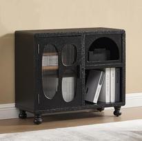 "Chairus Sideboard" medinė spintelė Svetainės bufeto spintelė Virtuvės spintelė su stiklinėmis durimis Prieškambario komoda / 80 x 34,5 x 67,5 cm, juoda