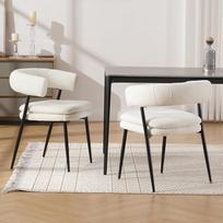 "chairus" 2 šenilinių valgomojo kėdžių rinkinys, modernios minkštos virtuvės kėdės, minkštos virtuvės kėdės, valgomasis kambarys, svetainė (balta)