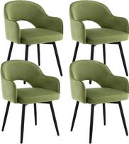 "chairus" 4 aksominių valgomojo kėdžių pakuotė, 360° pasukama, virtuvės kėdė, porankis, minkštos šoninės kėdės namams, biurui, svetainei (žalia-4 (aksomas))