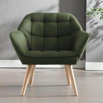 "chairus" minkštas fotelis Lininis viengubas sofos poilsio krėslas gyvenamajame kambaryje Šiuolaikinis porankis su medinėmis kojomis (žalias-1)