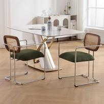 "chairus" minkštos valgomojo kėdės, 2 komplektai, virtuvės kėdės prie valgomojo stalo, minkštos kėdės, akcentinės kėdės, lininės su metalinėmis kojomis, virtuvė, svetainė (žalia)