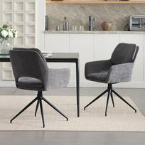 "chairus" valgomojo kambario kėdės Akcento kėdės 2 Chenille 360° sukamosios kėdės biuro modernios virtuvės kėdės Minkštos kėdės gyvenamajam kambariui (pilka)