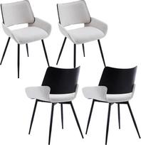 "Chairus" virtuvės kėdės, 4 vnt., šenilinės valgomojo kėdės, akcento kėdės su mediniu atlošu, atlošiamos kėdės, valgomojo kėdės valgomajam, virtuvei, svetainei (avižiniai pienas-4)