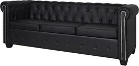 "Chesterfield" 3-vietė dirbtinės odos sofa Minkšta sofa Lounge Sofa Juoda