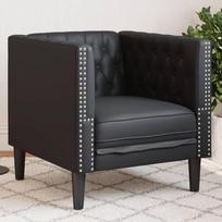 "Chesterfield" kėdė juoda dirbtinė oda 71 x 74,5 x 70,5 cm su sagomis Kompaktiška skaitymo kėdė Patvari minkšta kėdė svetainei, miegamajam ar biurui
