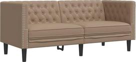"Chesterfield" sofa 3-vietė, dirbtinės odos sofa su porankiais, atlošu, atraminėmis kojelėmis, minkšta sofa svetainei (Cappuccino Nr. 14)