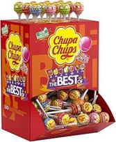 "Chupa Chups" - 150 saldainių dėžutė su "Pulp + Cola" ir "Milky The Best Of" - popierinė lazdelė - idealiai tinka gimtadienio šventėms - 1,8 kg