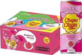 "Chupa Chups" putojantis aviečių kreminis gėrimas, putojantis aviečių kreminis limonadas, 24 skardinės su užstatu, 24 x 250 ml