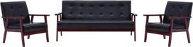 "Chusui" 3 dalių sofos komplektas, sofa lova, sofa lova, sofa su sofa lova, sofos ir sofos, sofa su atlošu, juoda dirbtinė oda