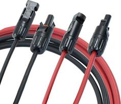 "Cjueiom" saulės energijos ilgintuvas, 4 mm² 3 m saulės kolektorių ilgintuvas su moterišku ir vyrišku vandeniui atspariu saulės kolektorių laidų adapteriu, skirtas saulės elektrinėms (3M raudonas + 3 m juodas)