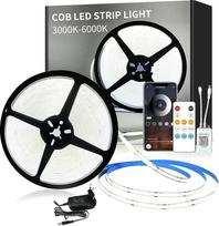 "Cob" LED juosta 15 m, programėlės valdymas, su nuotolinio valdymo pulteliu, lanksti reguliuojamo ryškumo COB LED juosta, DC24 V 6000 K balta LED juosta, skirta miegamajam, kambariui, "pasidaryk pats" apdailai