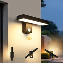 "Comely" 17 W LED lauko sieninis šviestuvas su judesio jutikliu, IP65 LED sieninis šviestuvas, pasukamas 350° kampu, šiltai baltas 3000 K lauko šviestuvas sodui, kiemui, įėjimui (juodas)