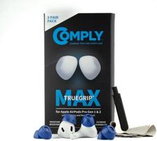 "Comply TrueGrip Max" pakaitiniai "Apple AirPods Pro 1" ir "Apple AirPods Pro 2" ausų antgaliai iš atminties putų, ilgalaikis komfortas, maksimalus patvarumas, saugus prigludimas, puiki triukšmo izoliacija, mėlyni, vidutinio dydžio