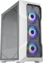 "Cooler Master MasterBox TD500 Mesh V2" - "E-ATX" korpusas su tinkleliu, vidutinio aukščio su 3 x 120 mm ARGB ventiliatoriais, nuimamu dangteliu, grūdinto stiklo šoniniu skydeliu, C tipo USB 10Gbps - baltas