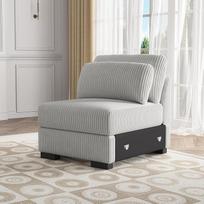 "Cord Sofa" 1 vietos modulinė sofa su atlošais, 1 vietos paminkštinta poilsio sofa, skirta svetainei, namų biurui (pilka, vienvietė sofa)