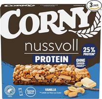 "Corny Nutful Protein Vanilla" | Riešutų batonėlis ir baltymų batonėlis be pridėtinio cukraus | Su 36 % riešutų ir 25 % baltymų | 3 x 35 g